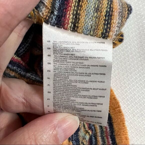 H&M Made in Italy Retro Multi Stripe Striped Lambswool V Neck Top - Picture 4 of 8